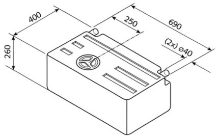 Vers- en afvalwatertank 63l,69cm