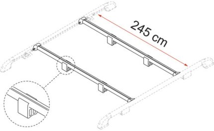 Dwarsbalk voor dakrail 240cm 2st